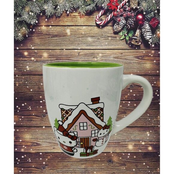 Hello Kitty Christmas Mug 25 oz. With Snowman and Ginger Bread House - Picture 2 of 6